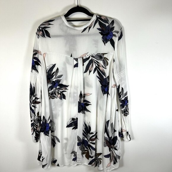 Free People Top Womens Large Tree Swing Tunic Blouse Floral‎ Boho Hippie Flowy - Picture 8 of 10